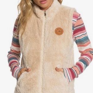 Like new - Roxy Sherpa zip up vest - cream/off white